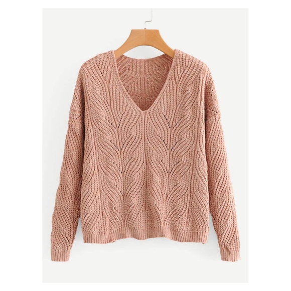 MBM Unlimited Sweaters - Beige V Neck Long Sleeve Chenille Sweater